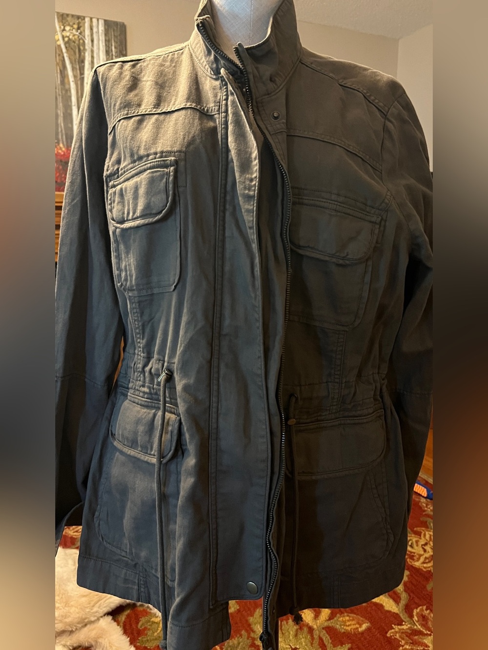 Lucky Brand Olive Utility Jacket with Front Pockets